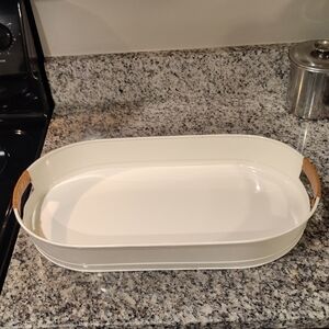 Better Homes And Gardens Cream Oval Serving Tray with Wrapped Handles